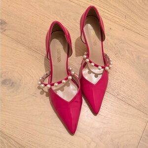 Elegant Pink Heels with Pearl Accents